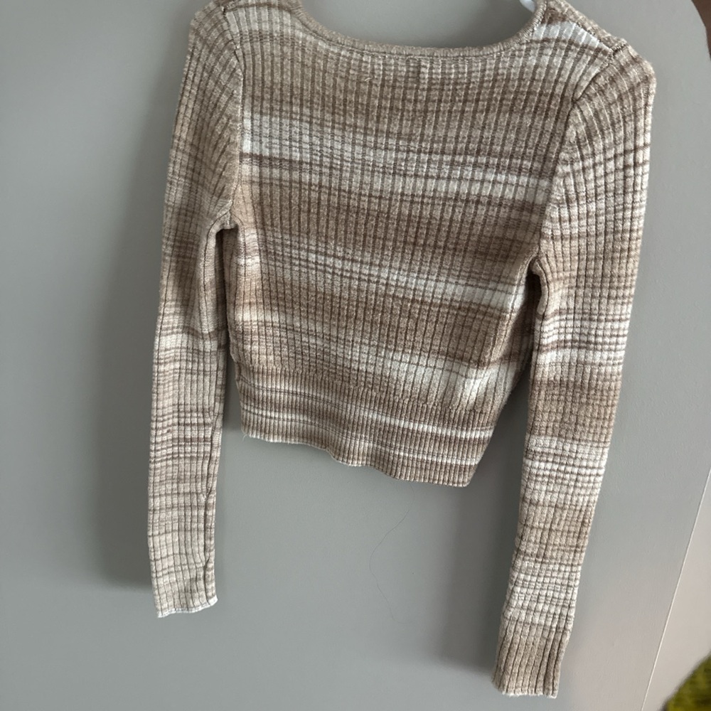 American Eagle Outfitters Brown and Cream Crop Top - Picture 2 of 2